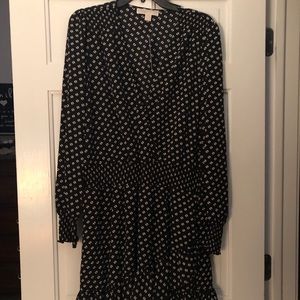 Dot Crepe Ruffled Dress